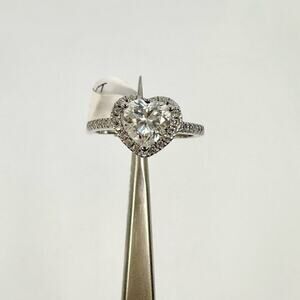 Heart Cut Halo Moissanite Diamond Engagement Ring Adjustable Ring. 925 18K